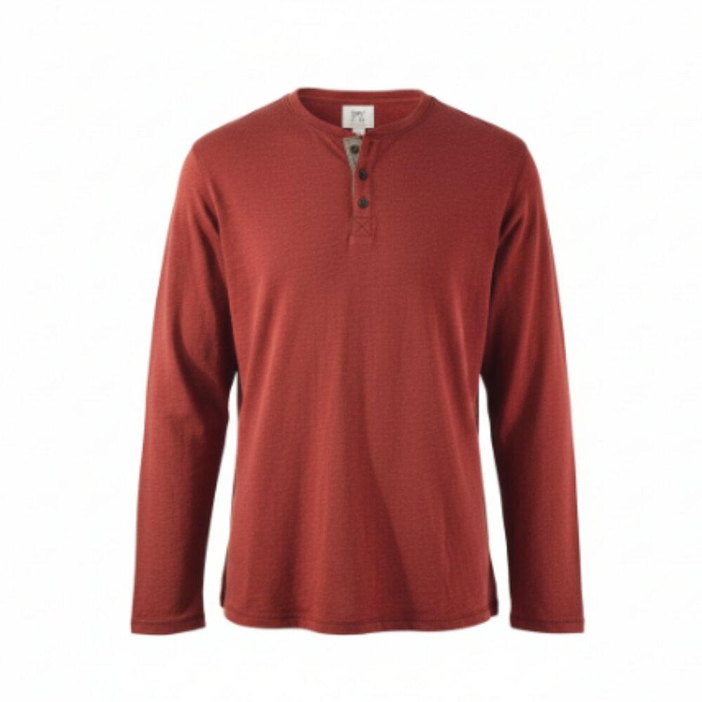 PX Clothing Men's Henley Shirt 2XL Burgundy Long Sleeve Eco-Friendly NEW